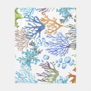 Hand-drawn corals: underwater sea pattern. fleece blanket