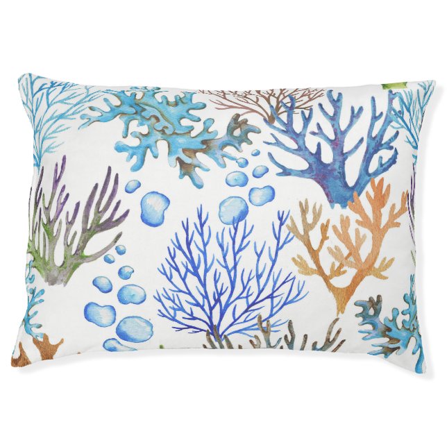 Hand-drawn corals: underwater sea pattern. pet bed (Front)