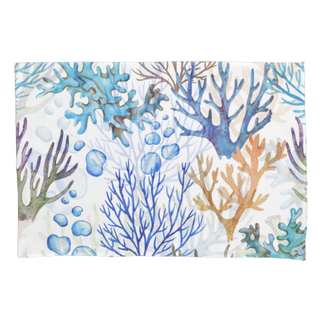 Hand-drawn corals: underwater sea pattern. pillow case (Front)