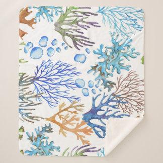 Hand-drawn corals: underwater sea pattern. sherpa blanket