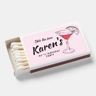 Hand Drawn Cosmopolitan Birthday Party Matchboxes
