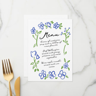 Hand Drawn Country Flower Garden Party Dinner Menu