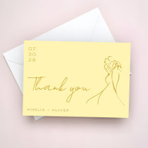 Hand Drawn Couple Butter yellow Modern Wedding