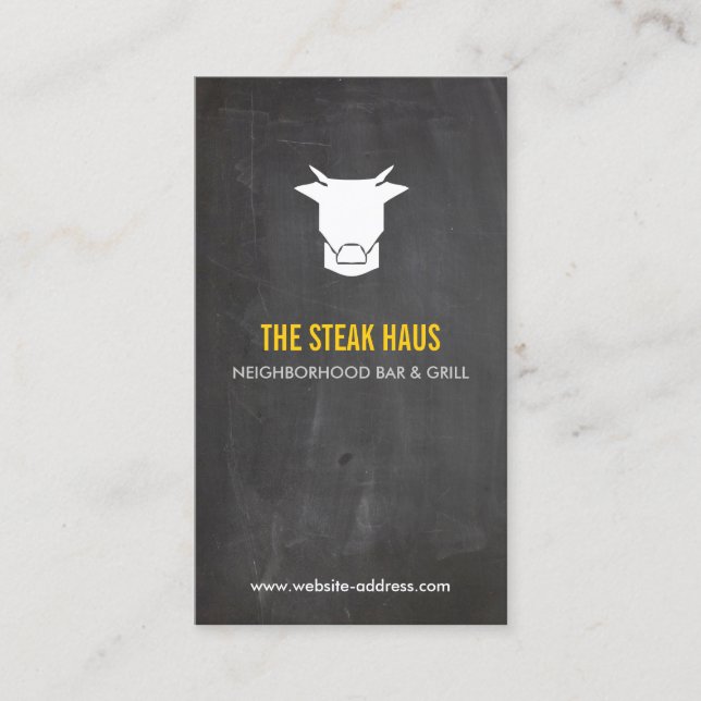HAND-DRAWN COW LOGO 2 for Restaurants, Chefs, Pubs Business Card (Front)