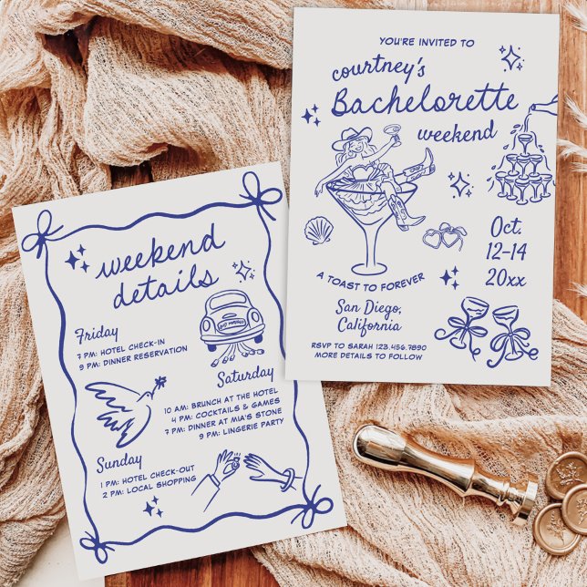 Hand Drawn Cowgirl Bachelorette Weekend Invitation (Creator Uploaded)