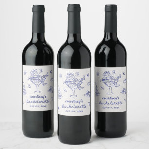 Hand Drawn Cowgirl Bachelorette Weekend Wine Label