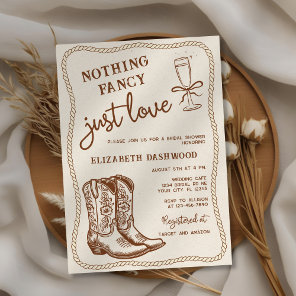 Hand Drawn Cowgirl Boots Just Love Bridal Shower Invitation