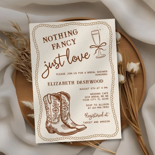 Hand Drawn Cowgirl Boots Just Love Bridal Shower
