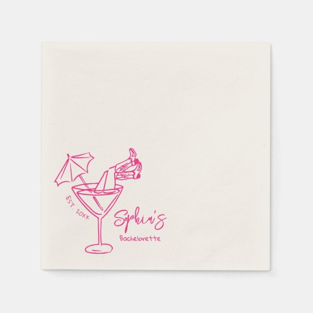 Hand Drawn Cowgirl Girl in Martini Glass  Napkins (Front)