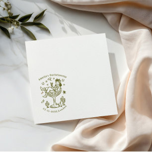 Hand Drawn Cowgirl Glass Wedding Napkins. Napkins