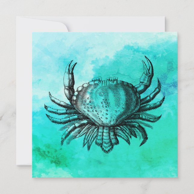 Hand-Drawn Crab (Beach Scene) (Sea Creature) Crab Card (Front)