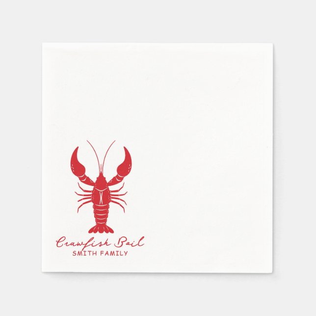 Hand Drawn Crawfish Boil party Napkins (Front)