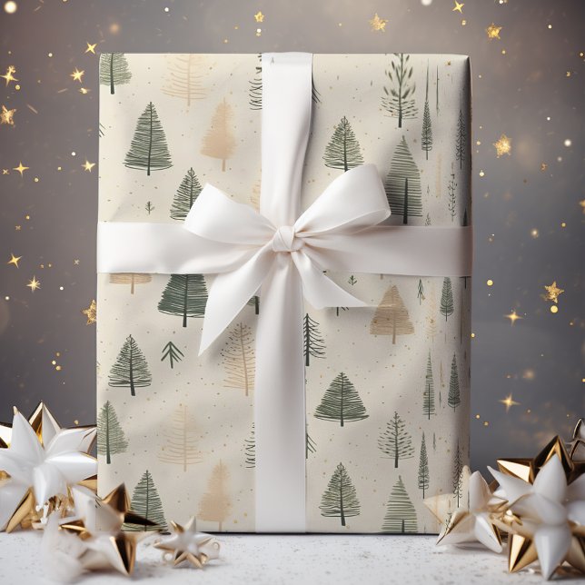 Hand Drawn Cream  Pine Tree Wrapping Paper (Creator Uploaded)