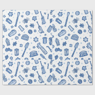 Hand Drawn Cricket Doodle Seamless Pattern Fun Spo Wrapping Paper