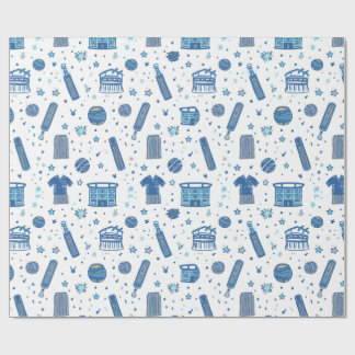 Hand Drawn Cricket Doodle Seamless Pattern Fun Spo Wrapping Paper