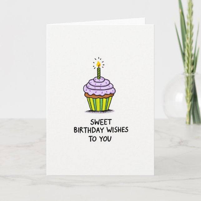 Hand Drawn Cupcake Birthday Card (Front)