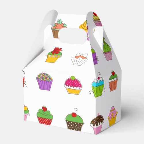 Hand Drawn Cupcake Pattern Favor Boxes