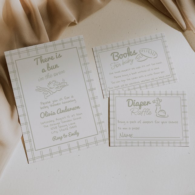 Hand Drawn Cupid Angel Bun In The Oven Baby Shower Invitation (Creator Uploaded)