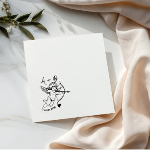Hand Drawn Cupid Cocktail Wedding Napkins