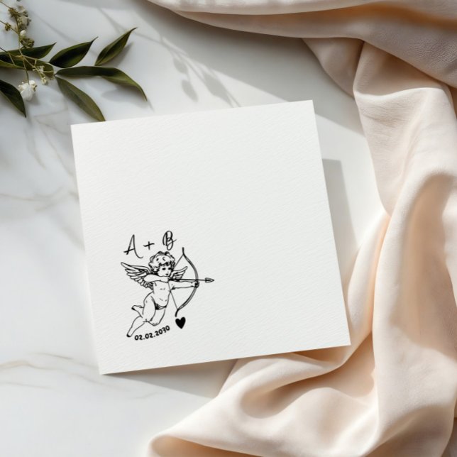 Hand Drawn Cupid Cocktail Wedding Napkins (Creator Uploaded)