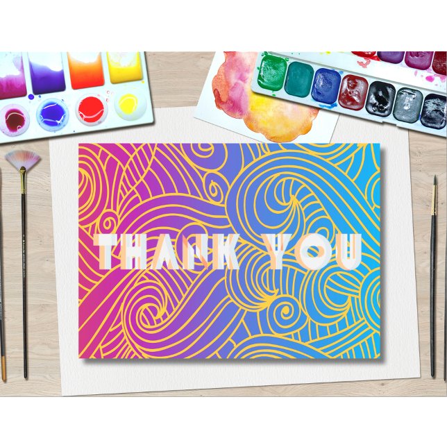 Hand Drawn Curly Pattern Abstract Thank You Card (Creator Uploaded)