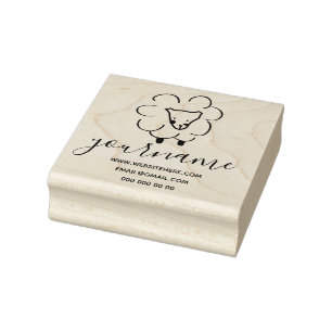 Hand drawn curly sheep rubber stamp