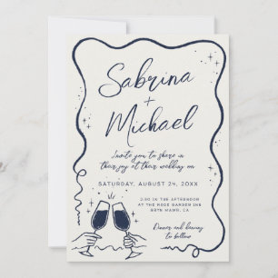 Hand Drawn Curvy Whimsical Wedding Invitation