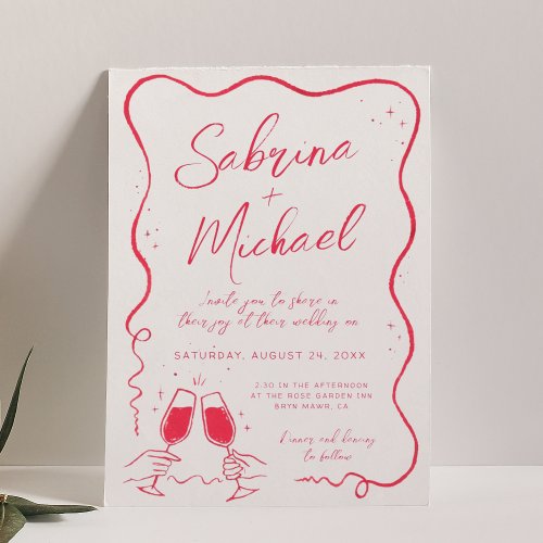 Hand Drawn Curvy Whimsical Wedding Invitation