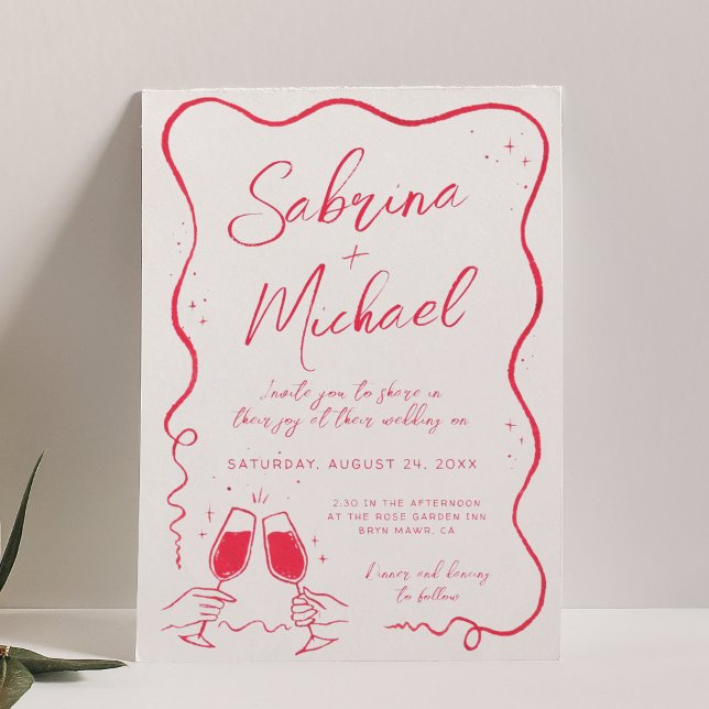Hand Drawn Curvy Whimsical Wedding Invitation (Creator Uploaded)