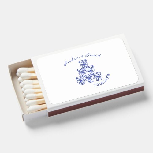 hand drawn Custom Champagne Tower Cocktail Wedding Matchboxes