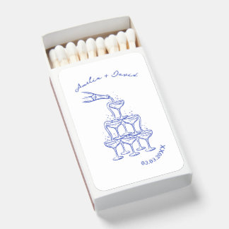 hand drawn Custom Champagne Tower Cocktail Wedding Matchboxes
