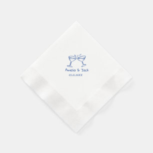 Hand drawn Custom Couple wedding Cocktail Napkins
