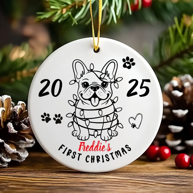 Hand drawn custom French Bulldog Ceramic Ornament (Hand Drawn Custom French Bulldog Ceramic Ornament)