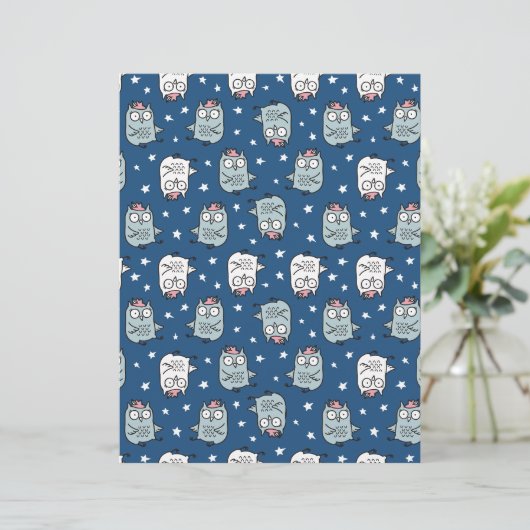 Hand-Drawn Cute Baby Owl Pattern 🦉 (Standing Front)