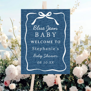 Hand Drawn Cute Blue Jean Baby Shower Welcome Sign