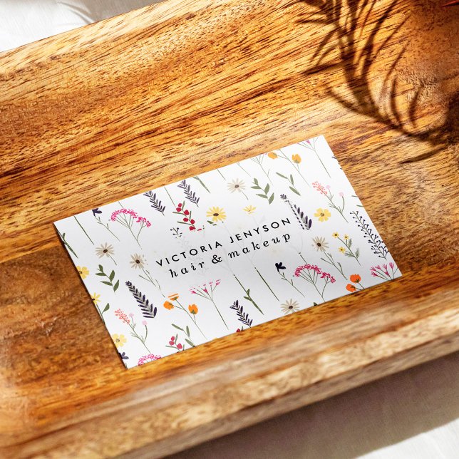 Hand drawn cute dried pressed flowers business card (Creator Uploaded)