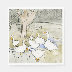 Hand Drawn Cute Duck Photos White Duck Clipart Fam Napkins