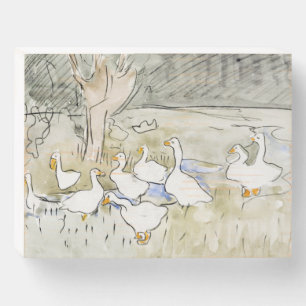 Hand Drawn Cute Duck Photos White Duck Clipart Fam Wooden Box Sign