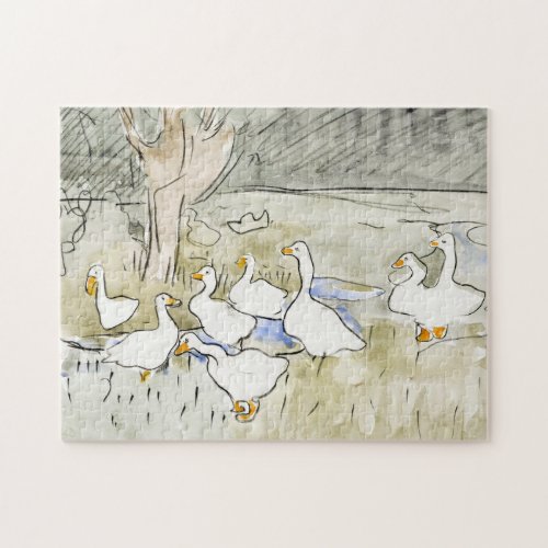 Hand Drawn Cute Duck Photos White Duck Clipart Kid Jigsaw Puzzle