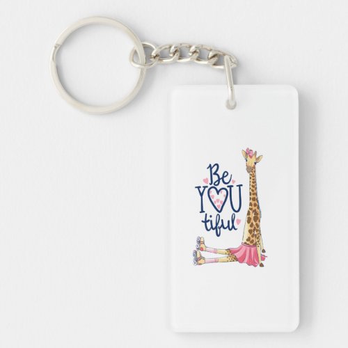 Hand drawn cute giraffe illustration keychain