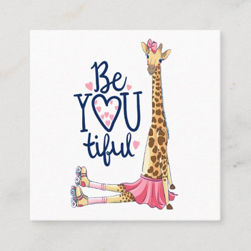 Hand drawn cute giraffe illustration square business card