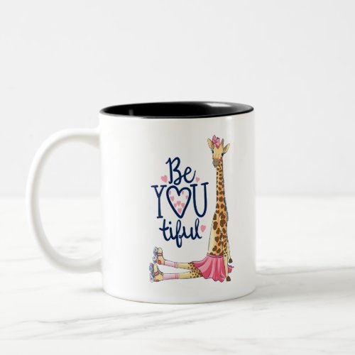 Hand drawn cute giraffe illustration Two_Tone coffee mug