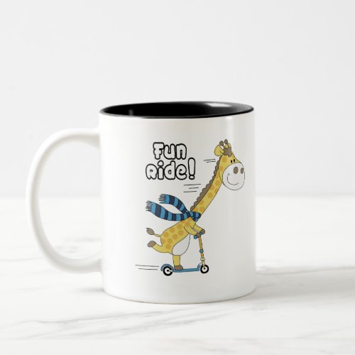 Hand drawn cute giraffe Two_Tone coffee mug