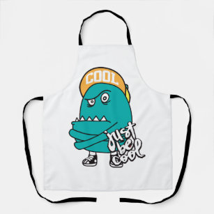 Hand drawn cute monster illustration apron