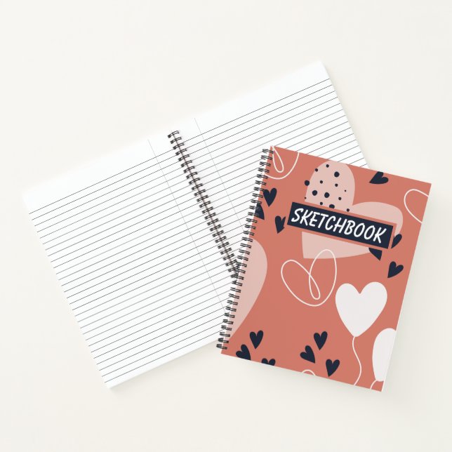 Hand Drawn Cute Pattern pink and white Notebook (Inside)