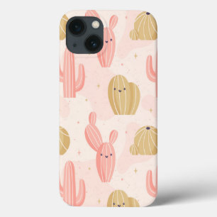 hand drawn cute pink cactus iPhone 13 case