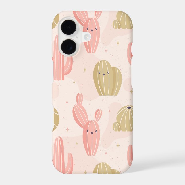 hand drawn  cute pink cactus iphone case (Back)