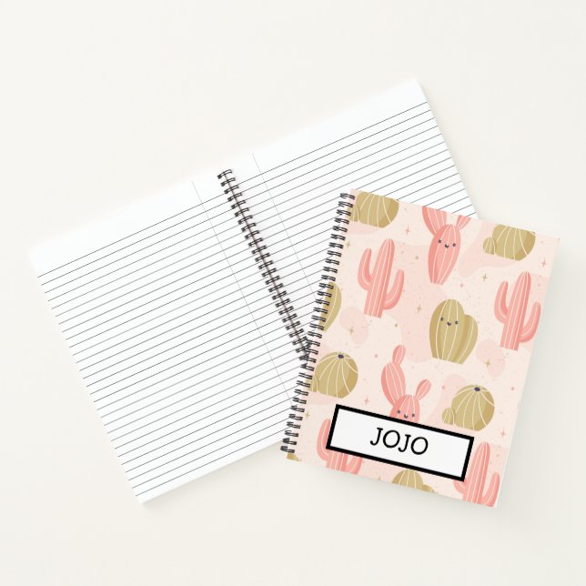 hand drawn  cute pink cactus notebook (Inside)