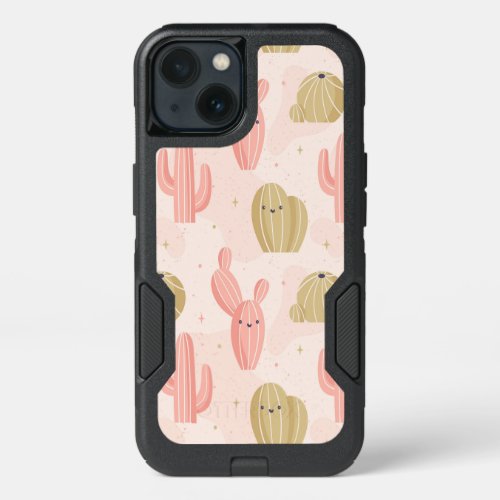 hand drawn  cute pink cactus iPhone 13 case