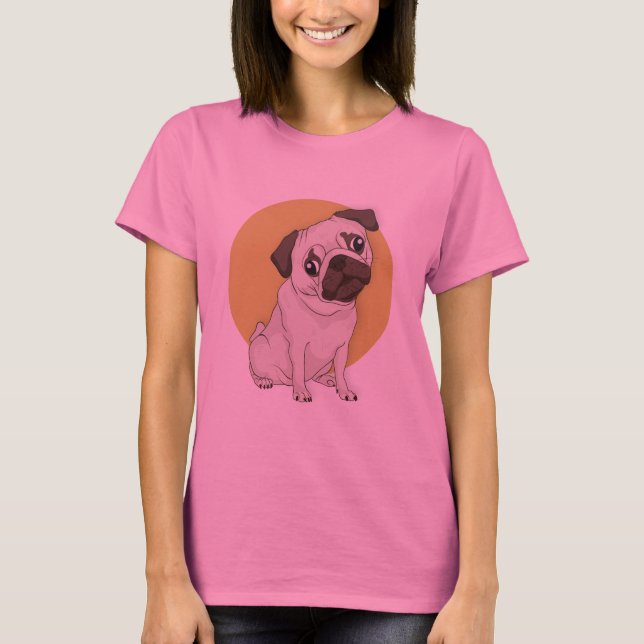 Hand Drawn Cute Pug Women's T-shirt (Front)